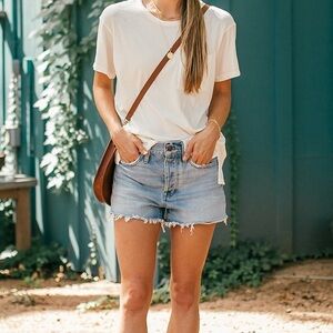 Madewell Relaxed Denim Lytle Light Vintage Wash Raw Hem Edition Shorts Size 29